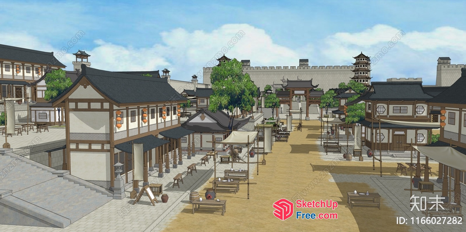 Asian Style Street Market 3D SketchUp File