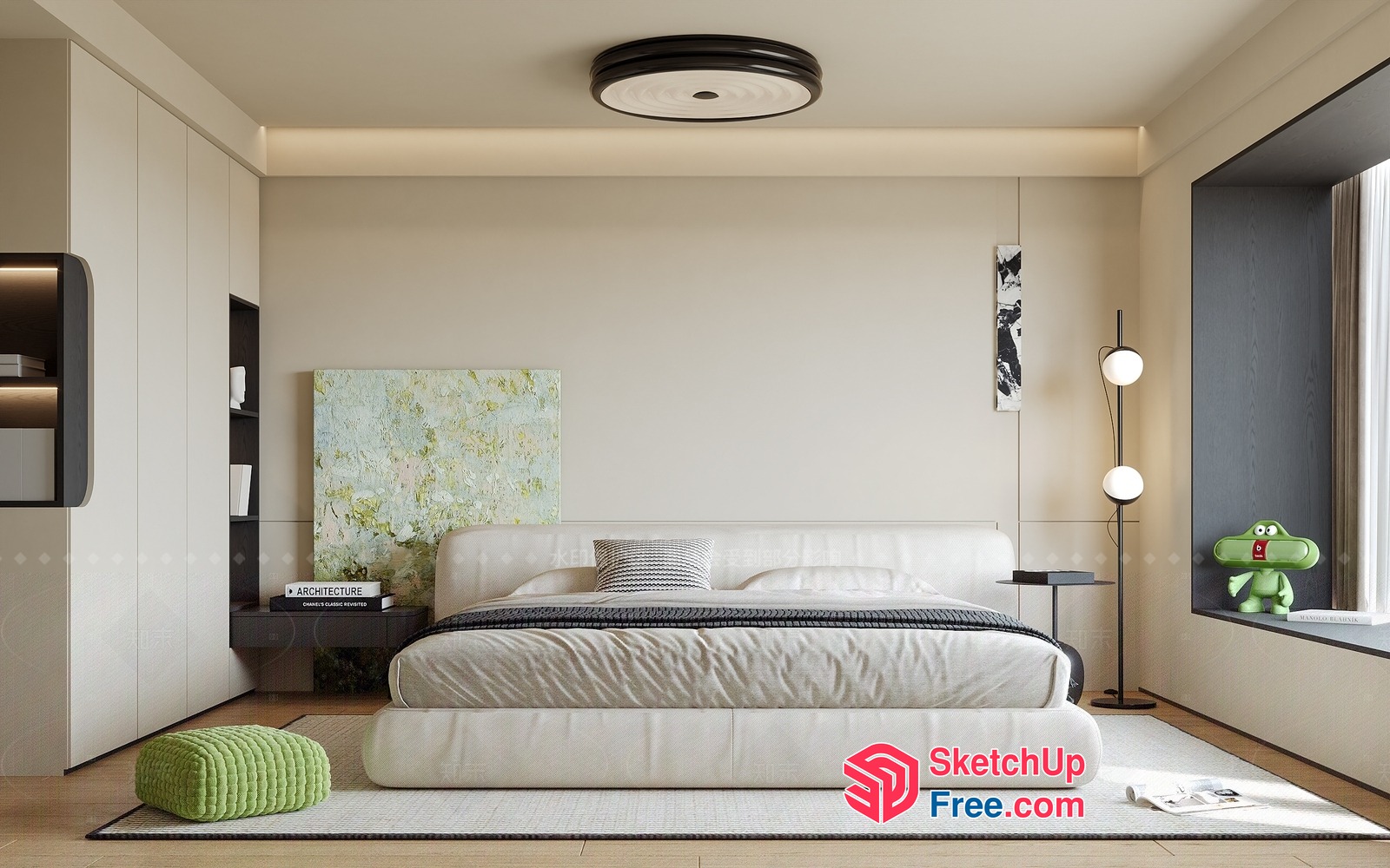Minimalist Japanese Style Bedroom 3D SketchUp File