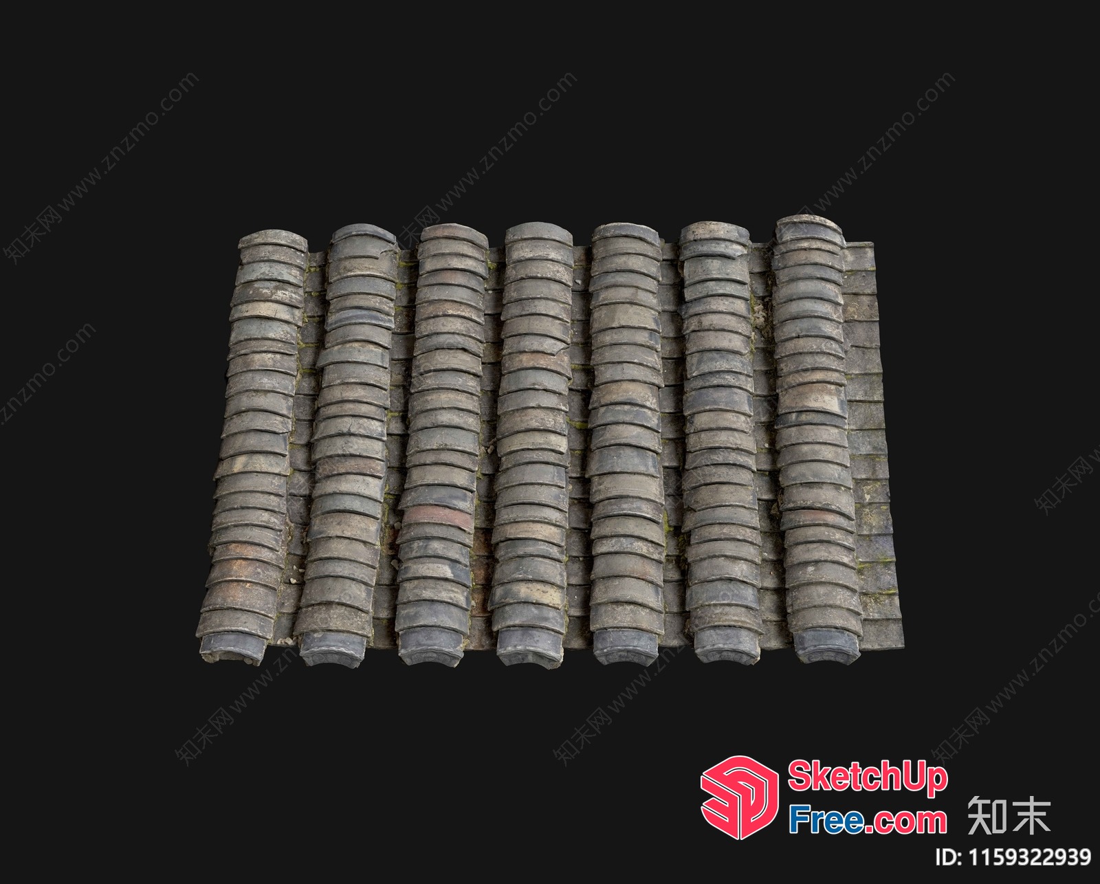 Weathered Gray Roof Tiles 3D SketchUp File