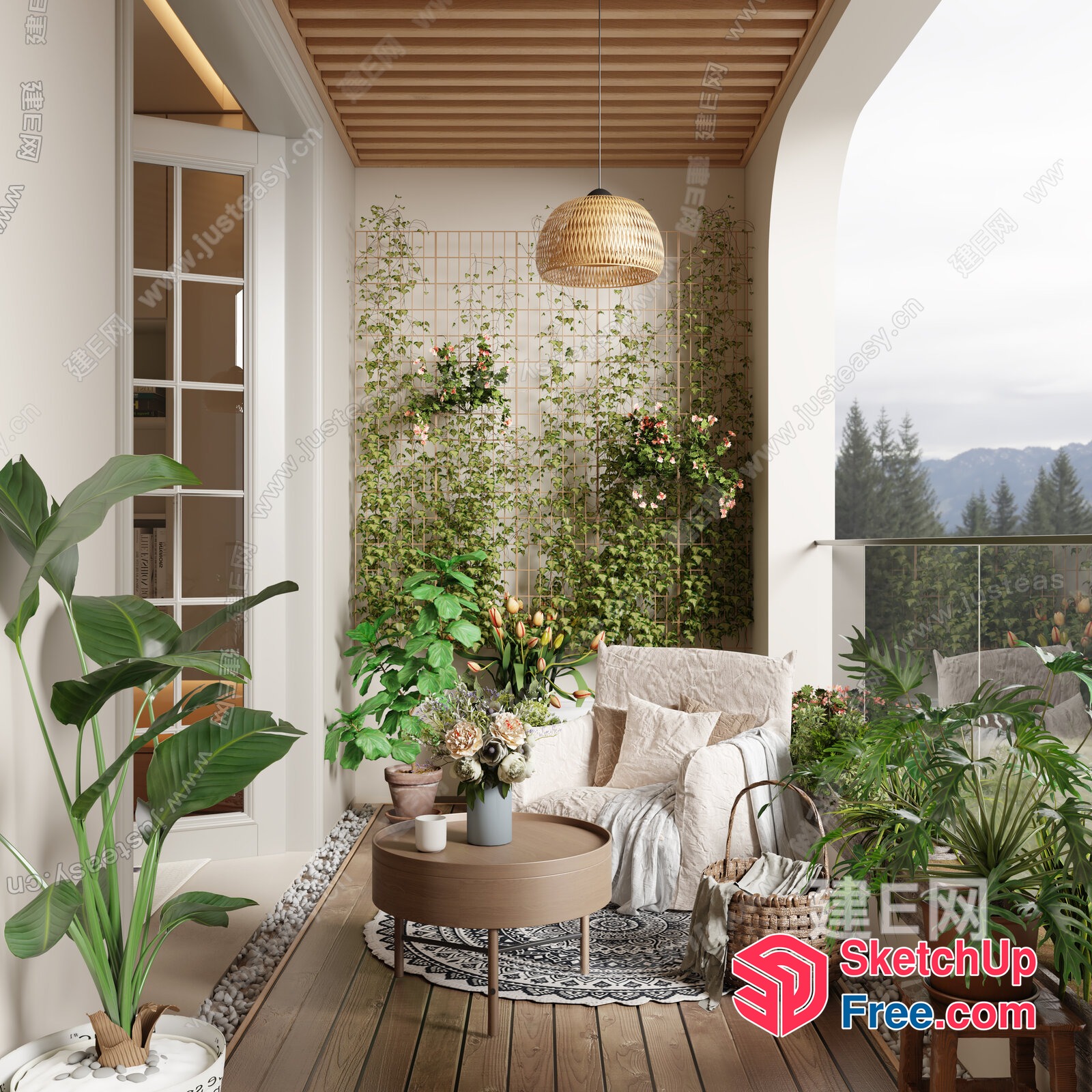 Serene Outdoor Oasis With Natural Elements 3D SketchUp File