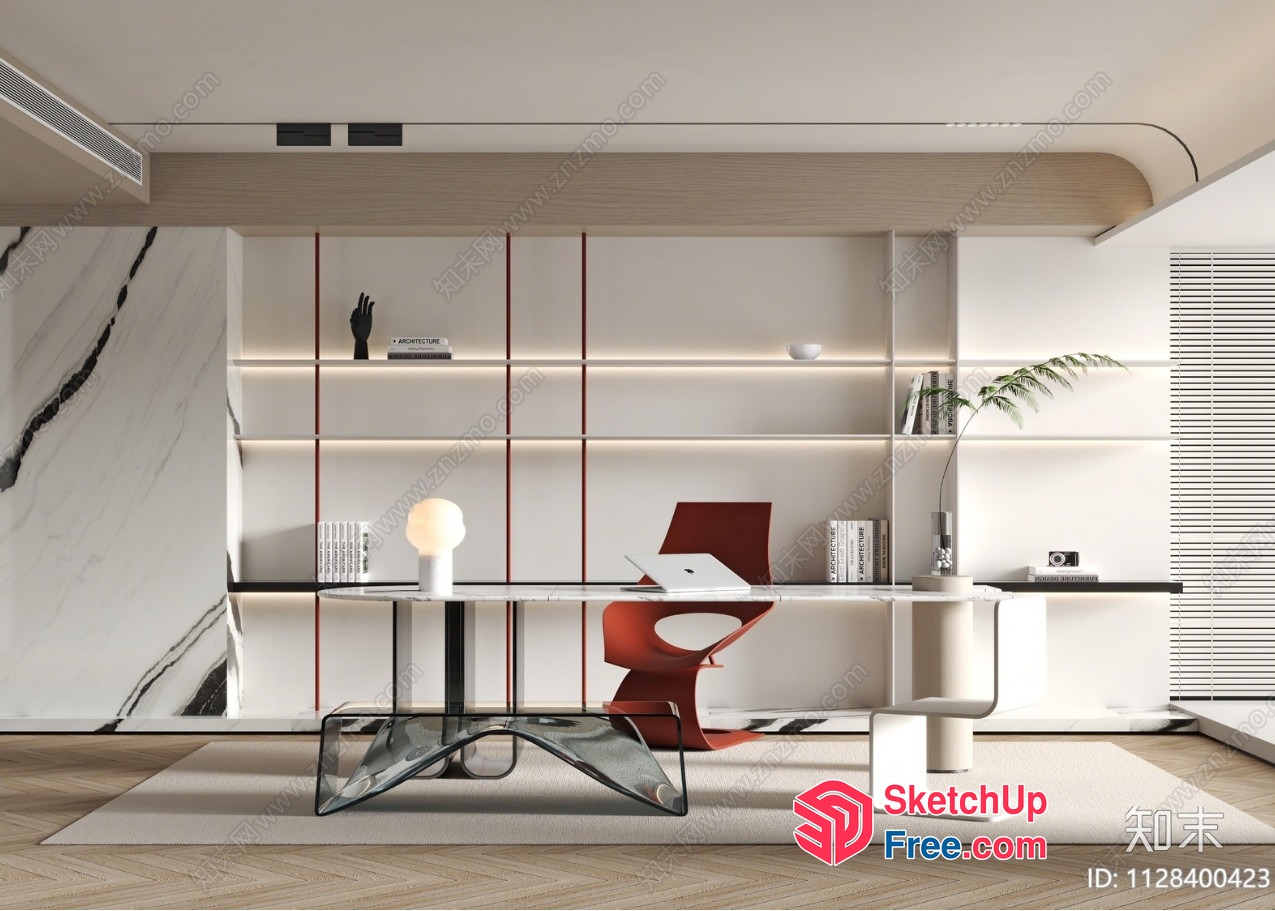 Modern Minimalist Office Space With Sleek Furniture 3D SketchUp File
