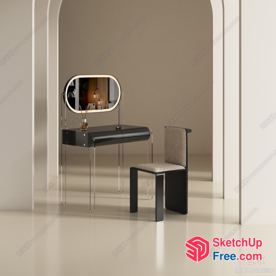 Modern Minimalist Interior Space With Elegant Furniture 3D SketchUp File