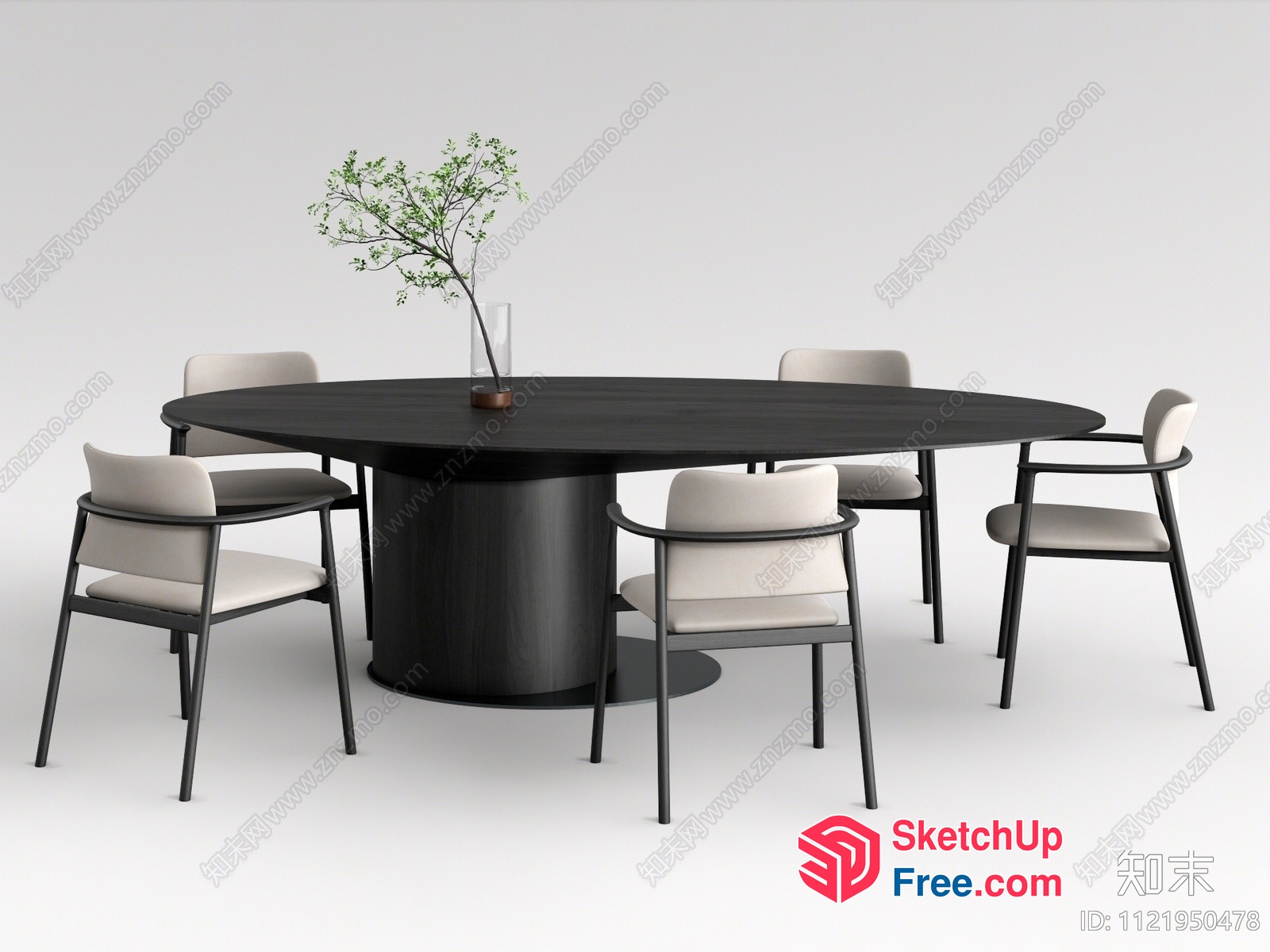 Modern Minimalist Dining Room Set 3D SketchUp File