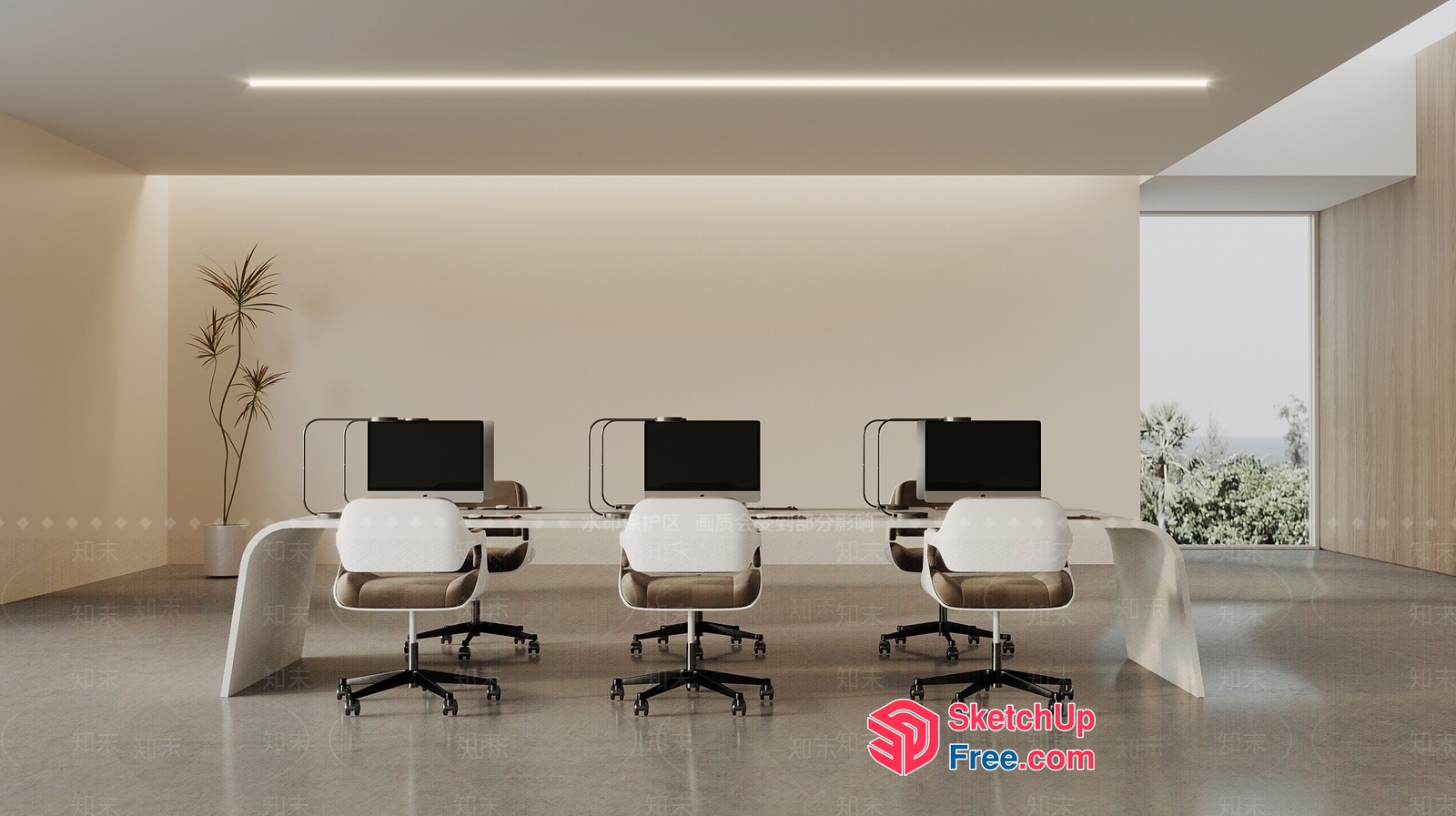 Modern Minimalist Office Space With Sleek Furniture 3D SketchUp File