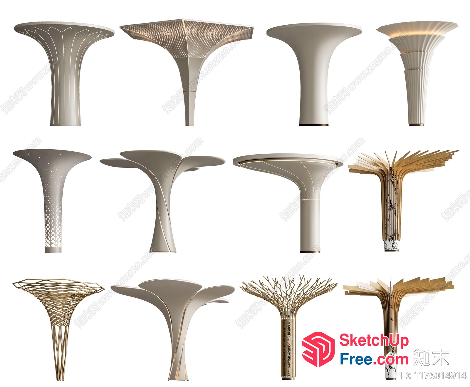 Modern Sleek Pillar Designs 3D SketchUp File