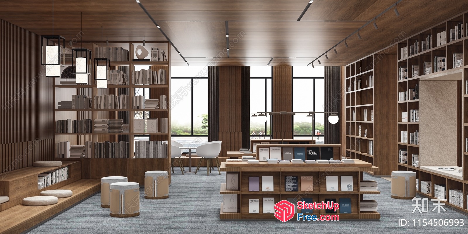 Modern Minimalist Bookstore Interior 3D SketchUp File