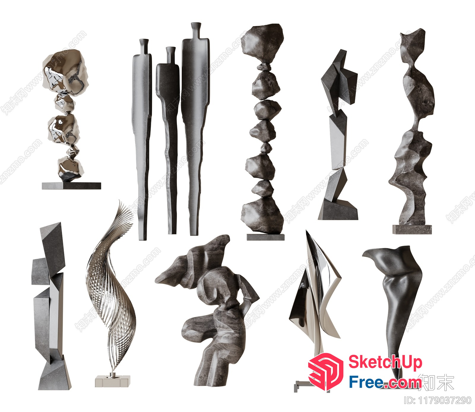 Abstract Metal Sculpture Collection 3D SketchUp File