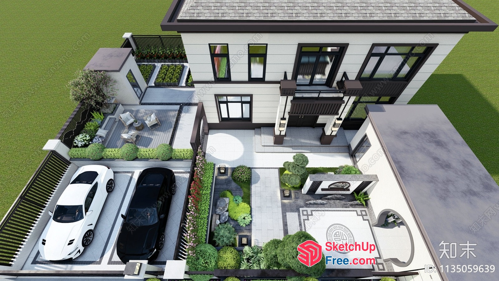 Luxury Modern Villa With Car Parking And Garden 3D SketchUp File