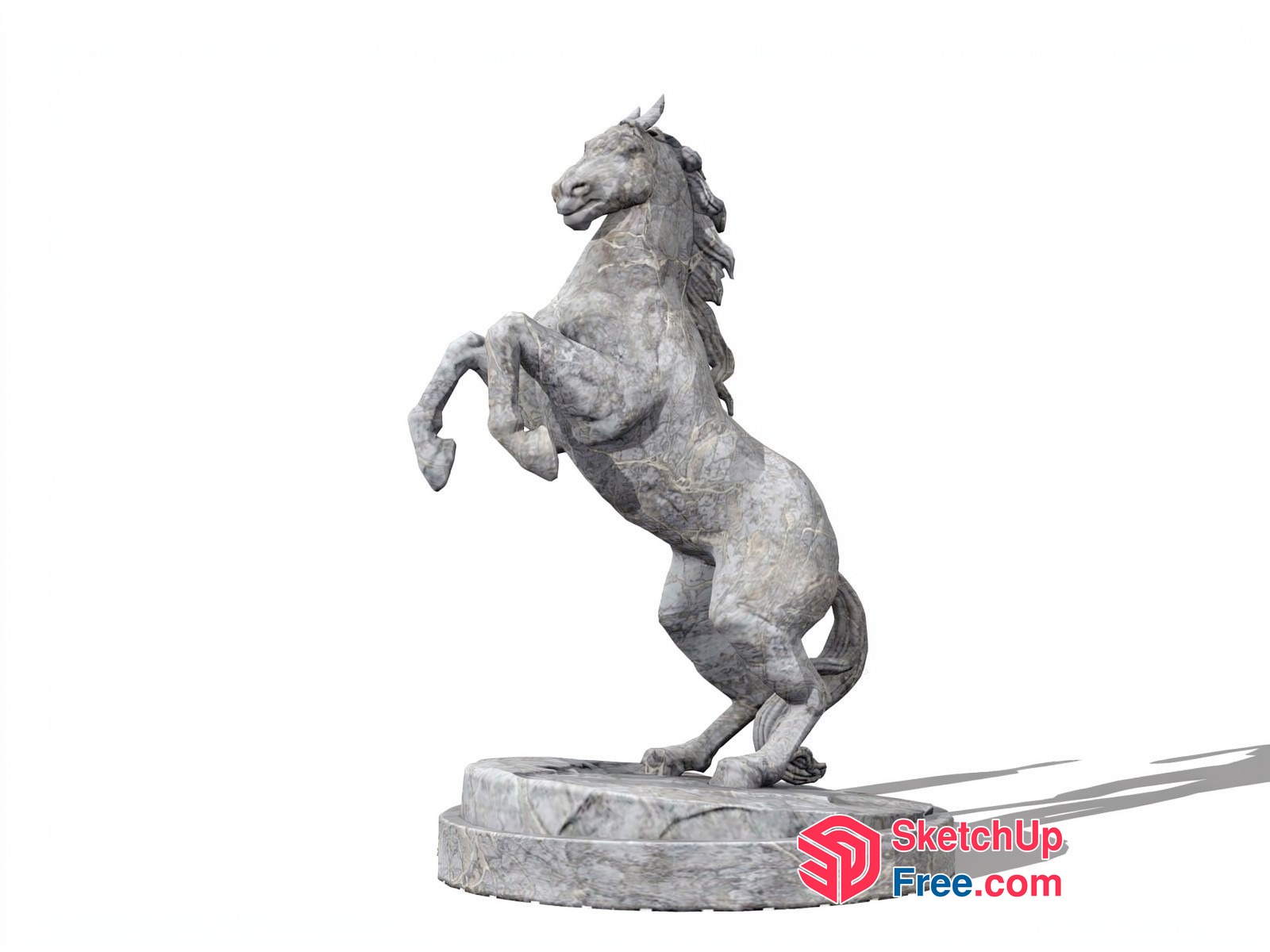 Marble Horse Statue On Round Base 3D SketchUp File