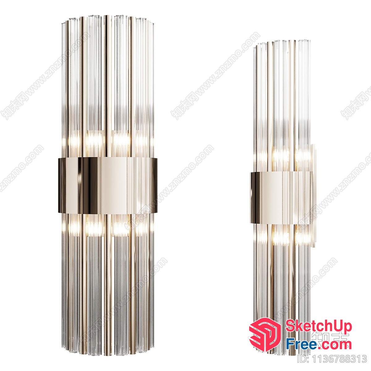 Modern Glass Cylinder Wall Light Fixture 3D SketchUp File