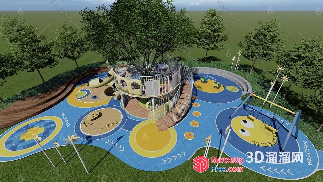 Vibrant Playground With Unique Features And Colorful Design 3D SketchUp File