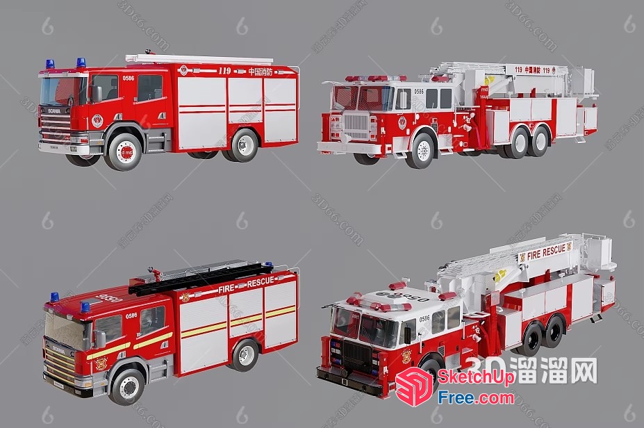 Fire Trucks Collection 3D SketchUp File
