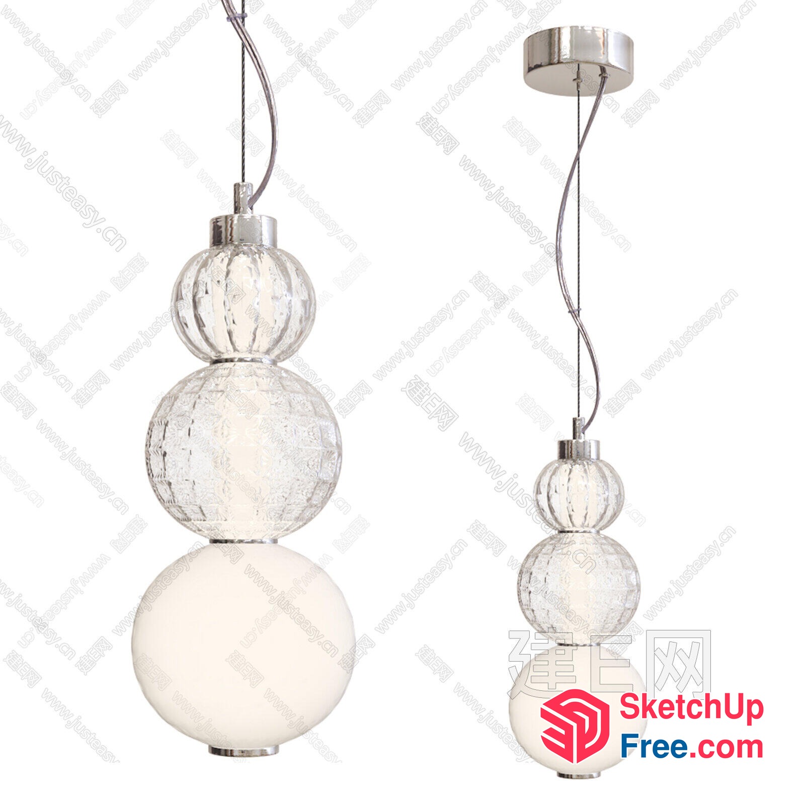 Elegant Glass Pendant Lighting Fixture 3D SketchUp File