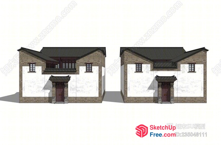 Traditional Asian-Style Building Exterior 3D SketchUp File
