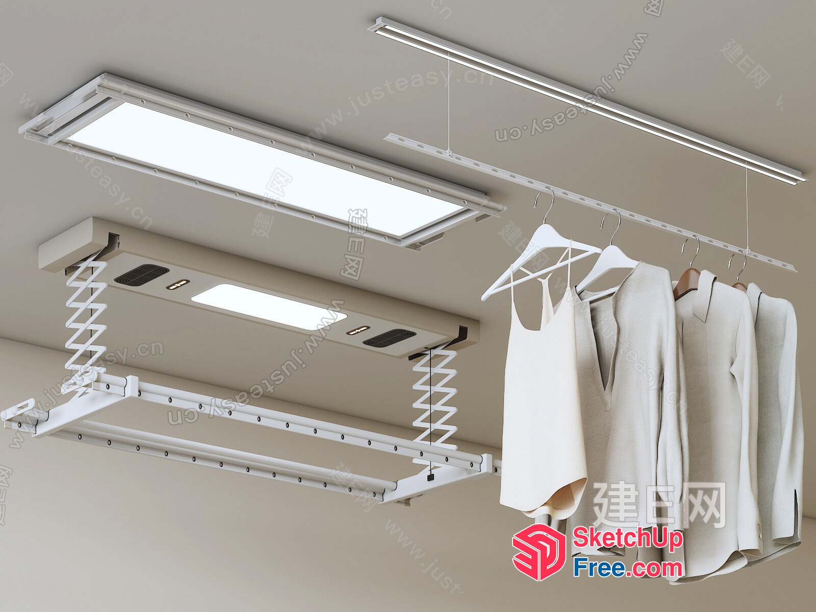 Modern Minimalist Ceiling Lighting And Clothing Storage 3D SketchUp File