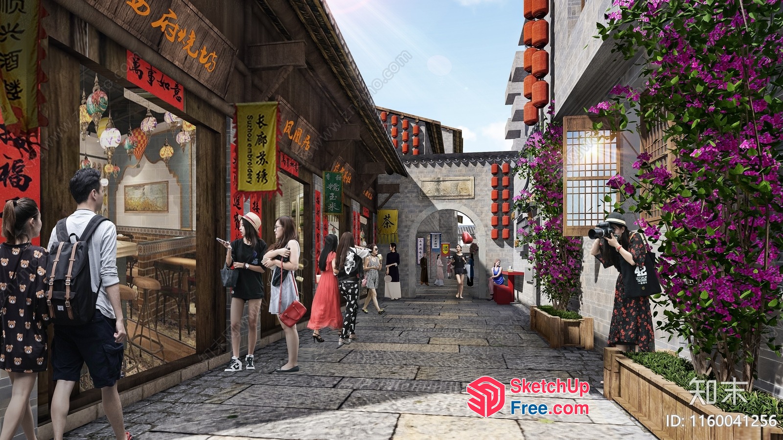 Asian Street Market Scene 3D SketchUp File