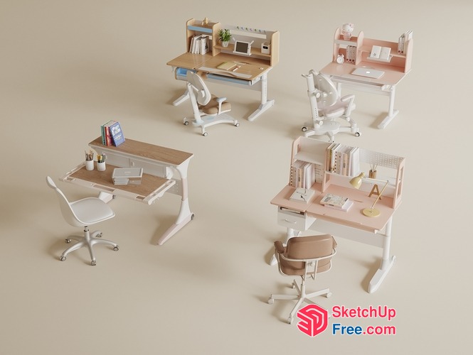 Modern Minimalist Office Furniture Set 3D SketchUp File