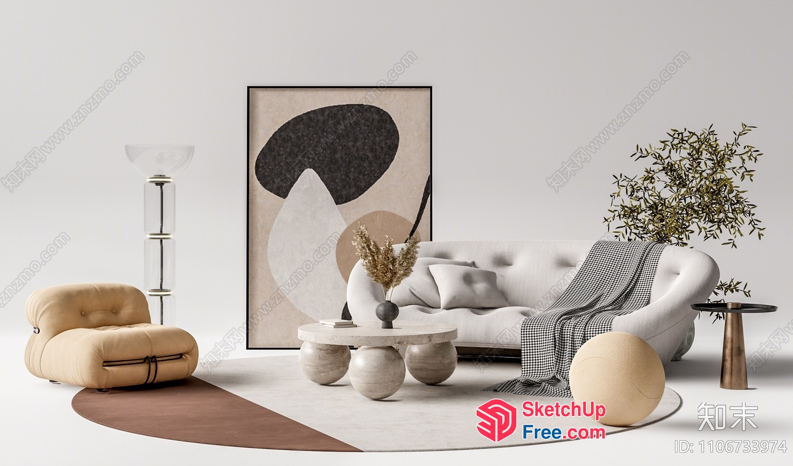 Modern Minimalist Living Room Furniture 3D SketchUp File