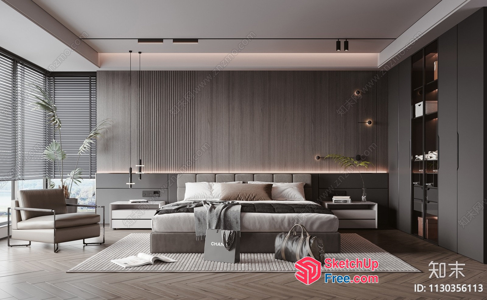 Modern Minimalist Bedroom Interior Design 3D SketchUp File