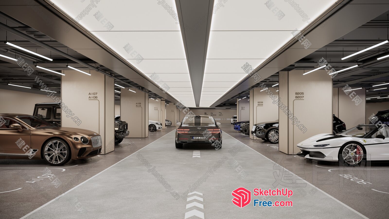 Luxurious Modern Car Garage Interior 3D SketchUp File