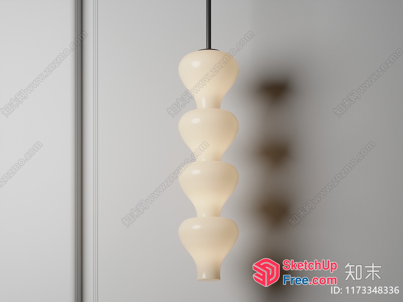Elegant Hanging Light Fixture With Five Glass Shades 3D SketchUp File