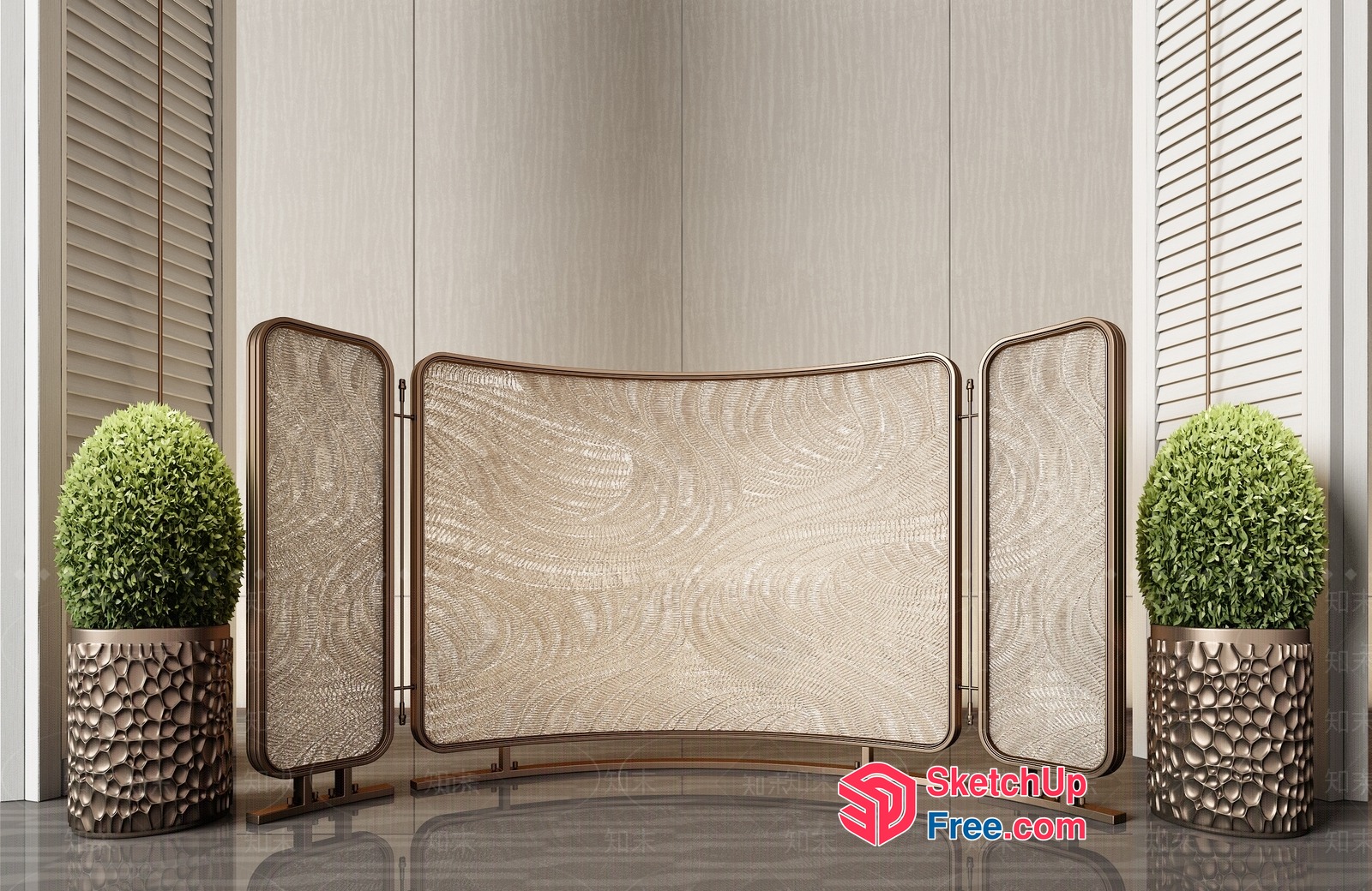 Elegant Partition Screen With Distinctive Patterns 3D SketchUp File