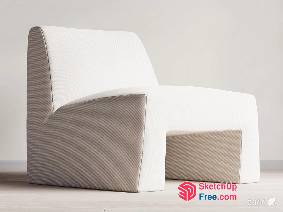 White Modern Minimalist Living Room Chair 3D SketchUp File