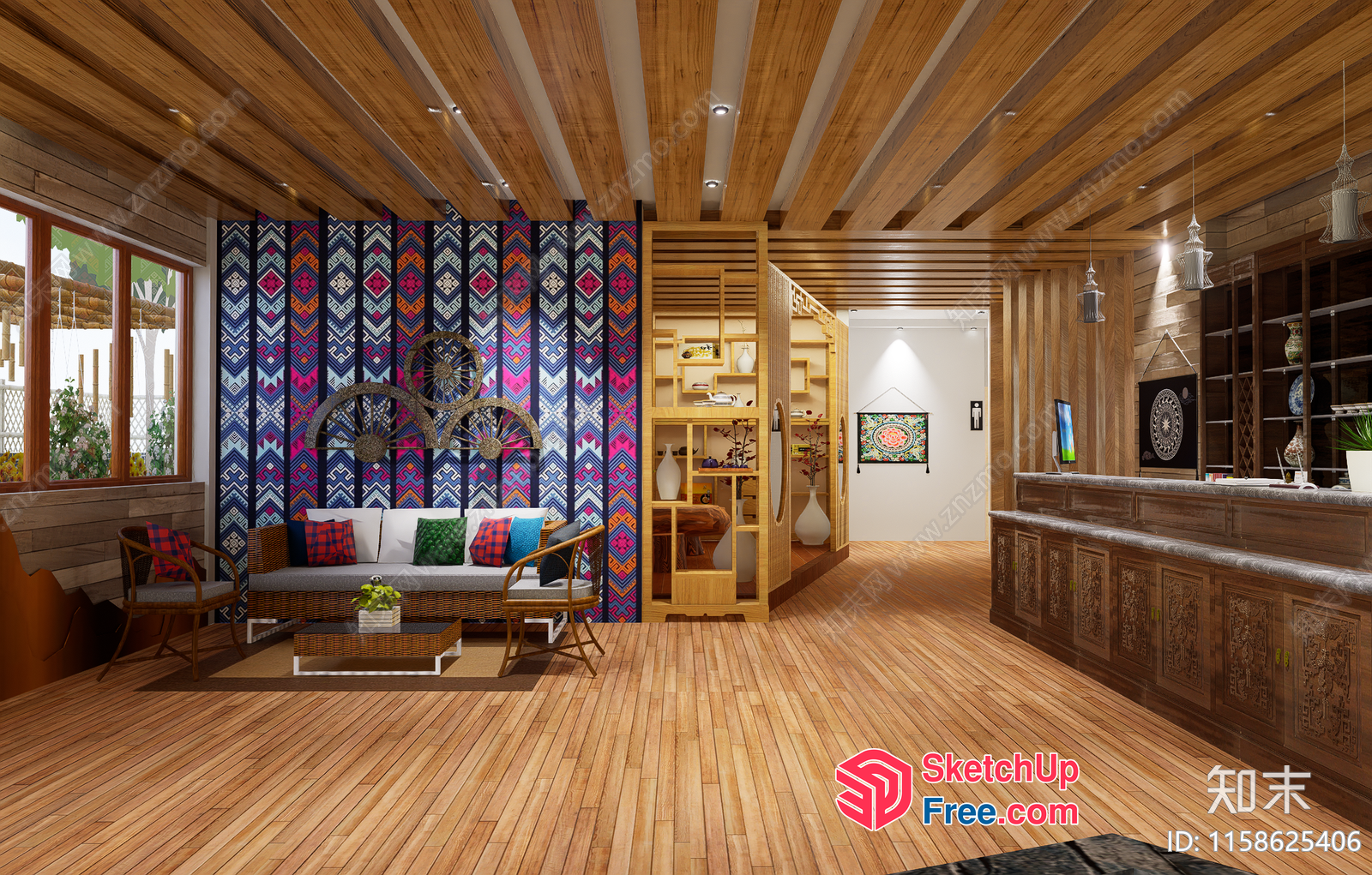 Rustic Modern Villa Interior 3D SketchUp File