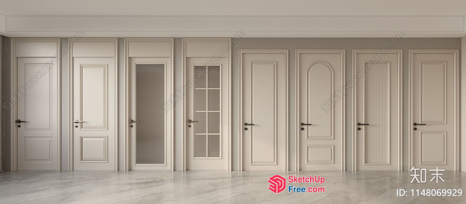 Elegant Doors In A Modern Interior Setting 3D SketchUp File