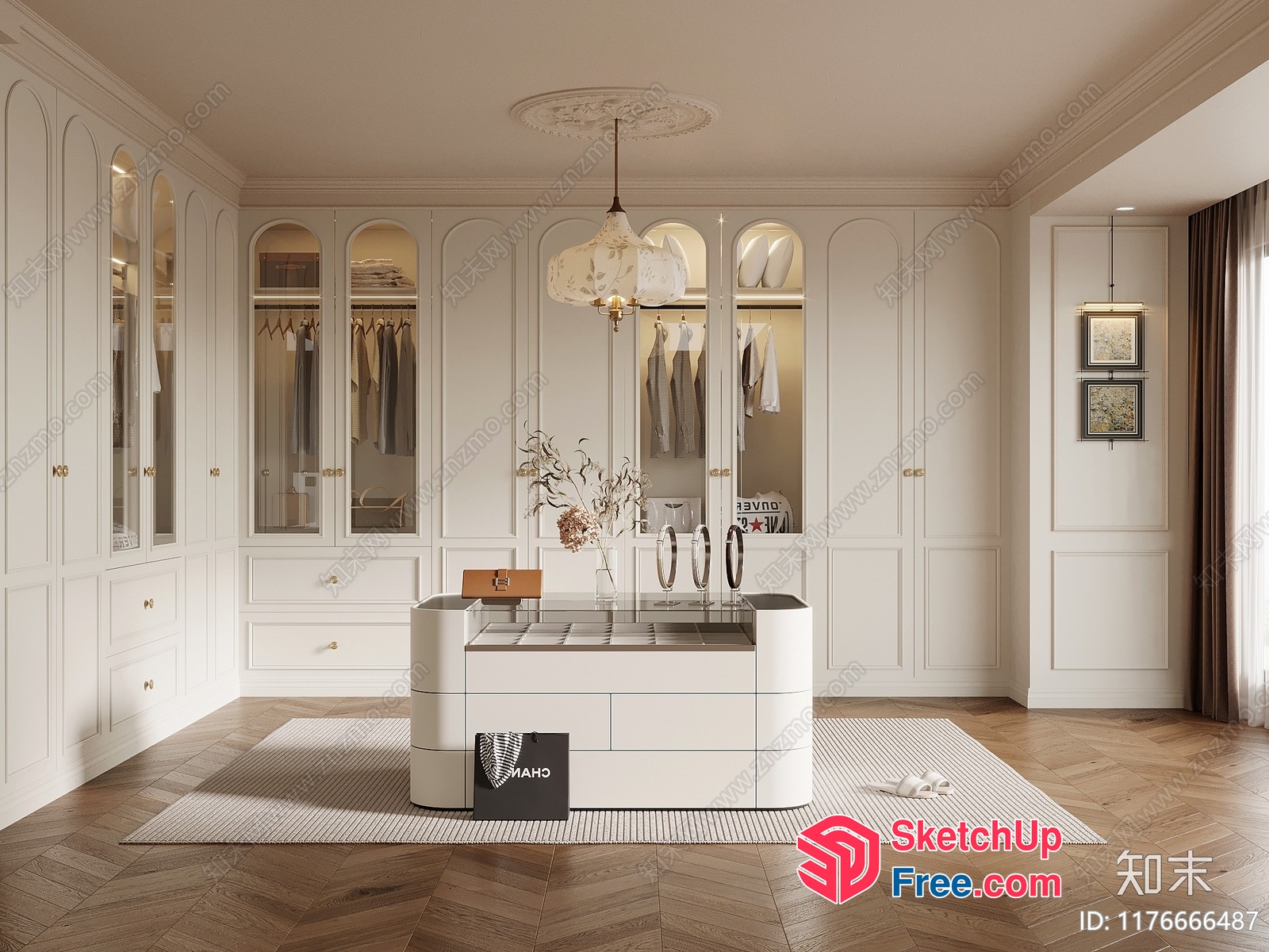 Elegant White Wardrobe And Dressing Table 3D SketchUp File
