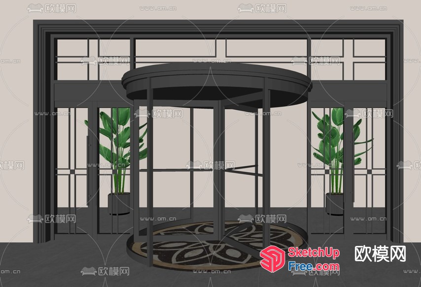 Modern Entrance With Elevator And Stairs 3D SketchUp File