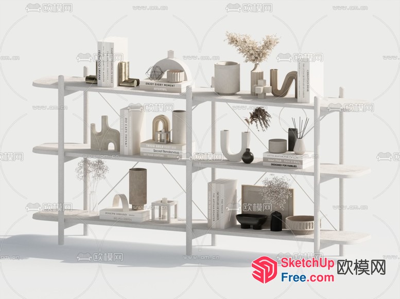 Modern Shelving Unit With Decorative Items 3D SketchUp File