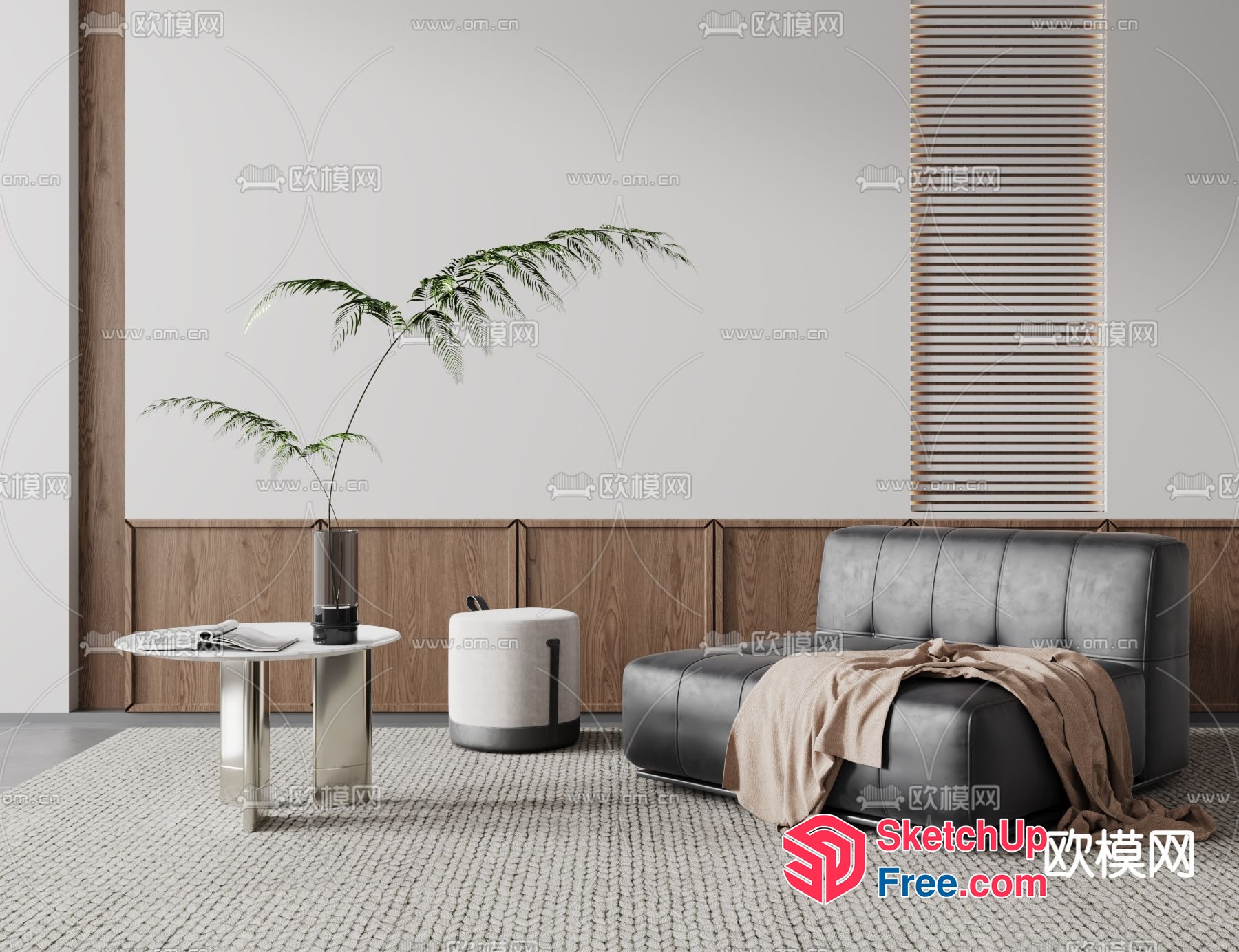 Minimalist Japanese Style Living Room 3D SketchUp File
