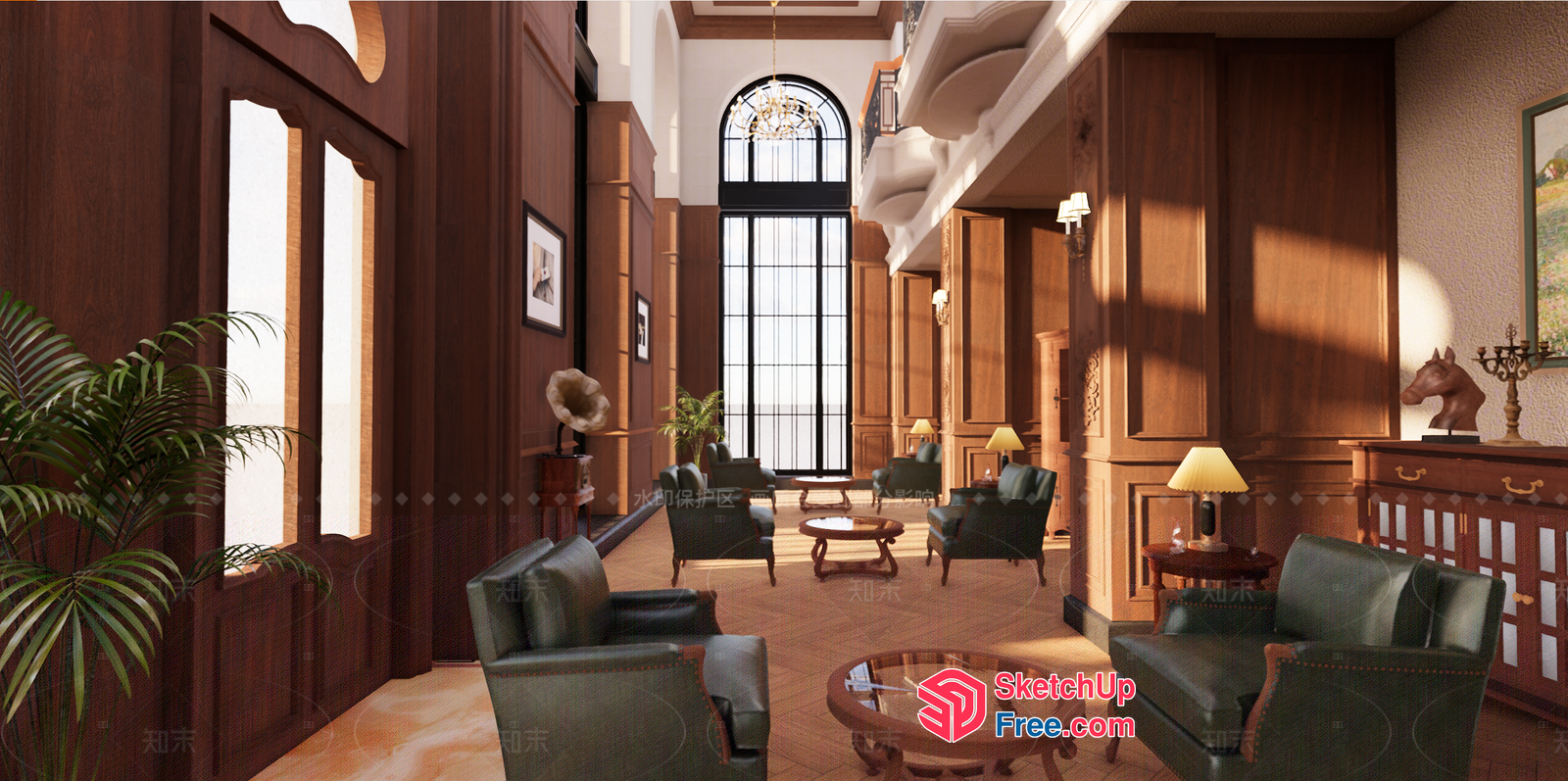 Elegant Classic Wood Paneling Interior Design 3D SketchUp File