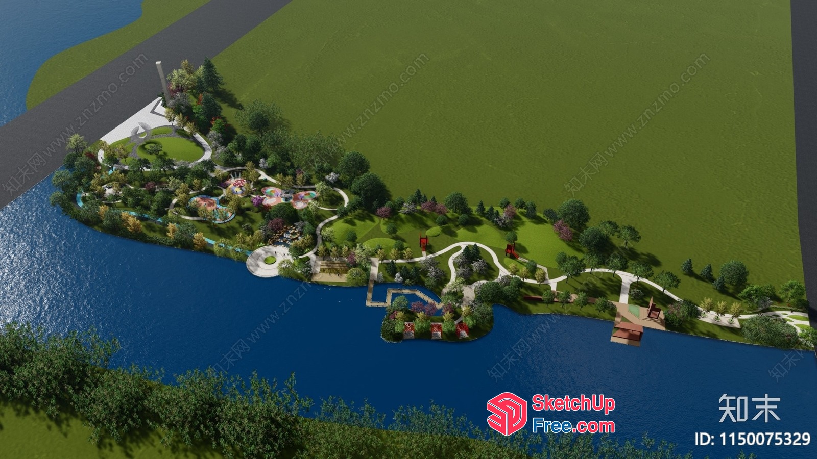 Serene Lakeside Park 3D SketchUp File
