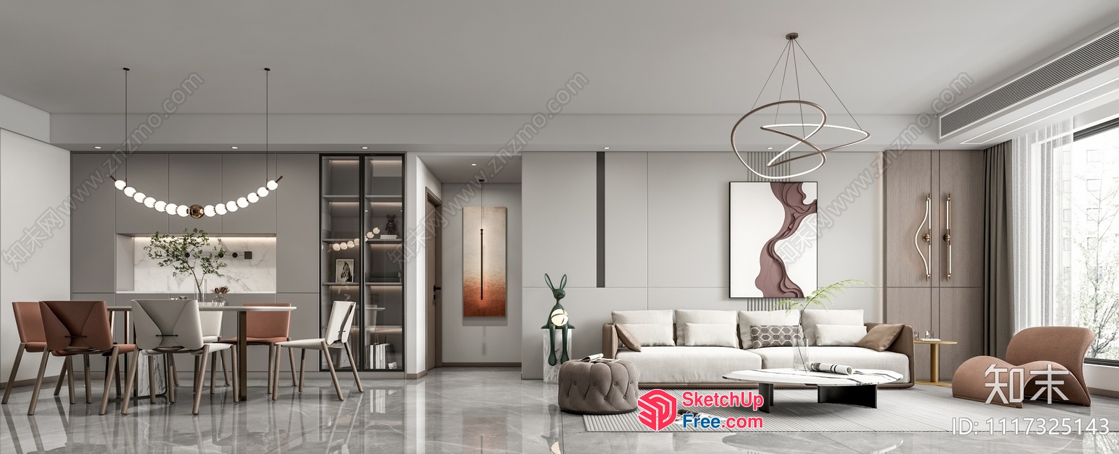 Modern Minimalist Living Room With Sleek Furniture And Natural Light 3D SketchUp File