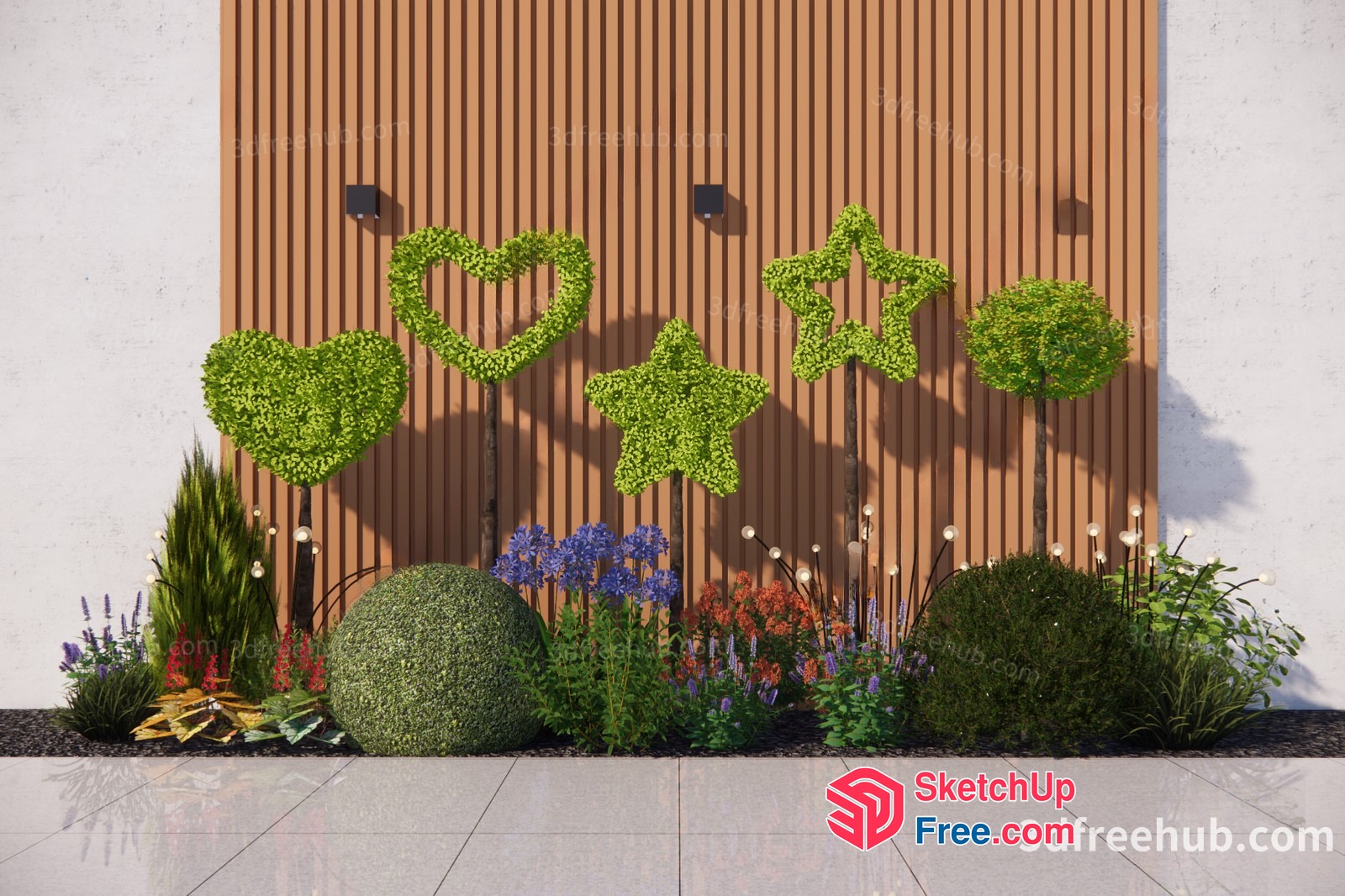 Exquisite 3D Rendering Of A Garden Scene 3D SketchUp File