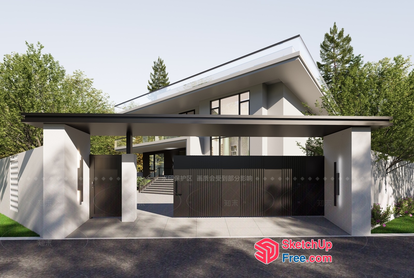 Modern Exterior Villa Design With Clean Lines And Minimalist Style 3D SketchUp File