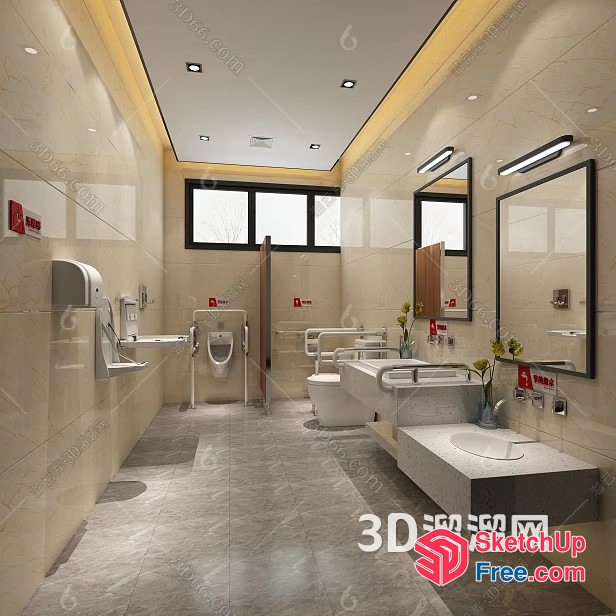 Modern Bathroom Design With Natural Light 3D SketchUp File