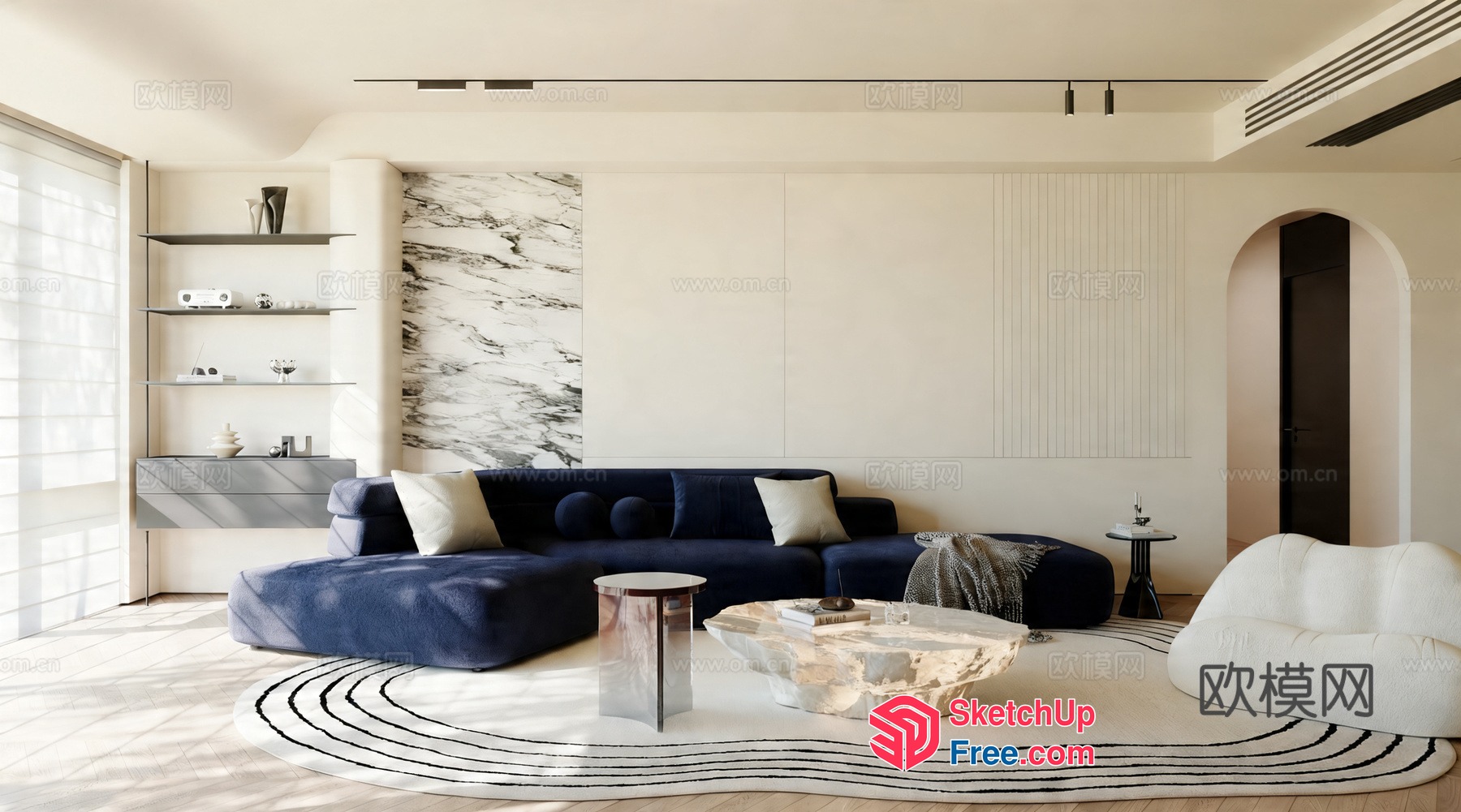 Modern Minimalist Japanese Style Living Room 3D SketchUp File