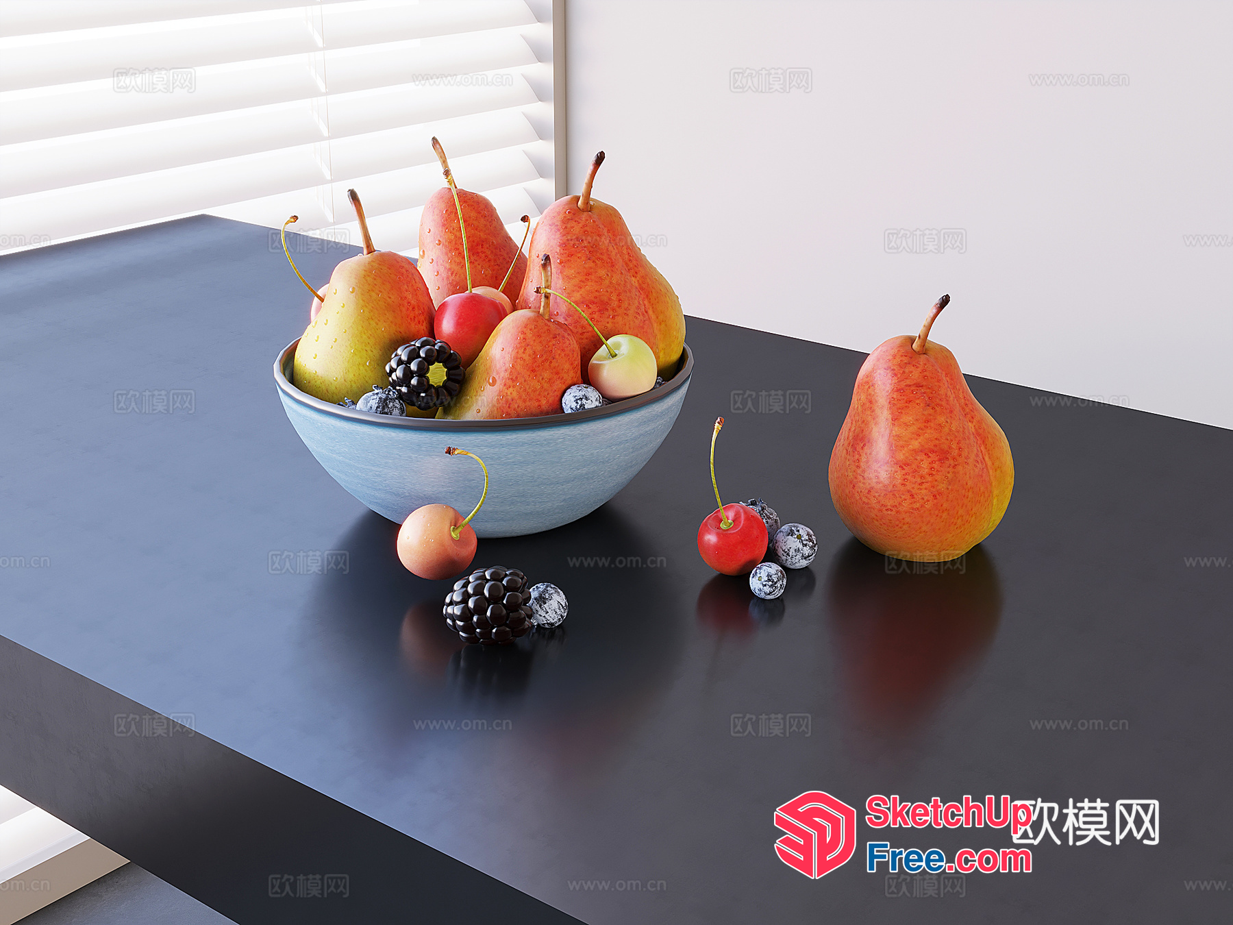 Vibrant Fruit Arrangement In A Bowl 3D SketchUp File