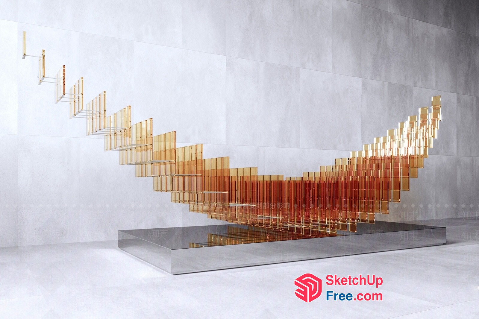 Modern Glass Staircase Design 3D SketchUp File