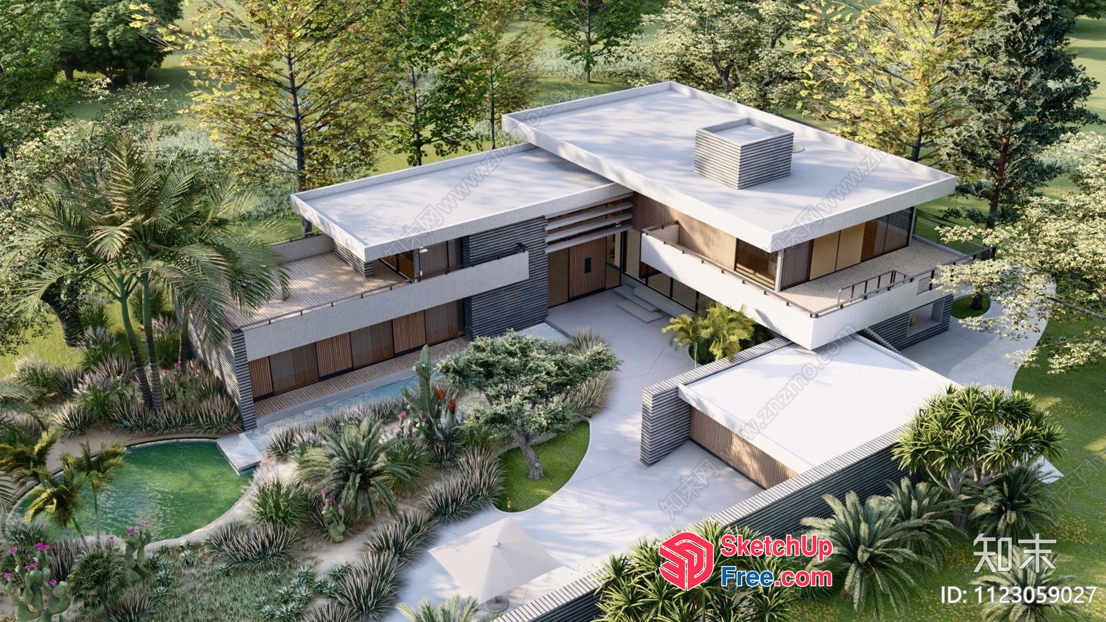 Modern Villa With Pool And Lush Garden 3D SketchUp File