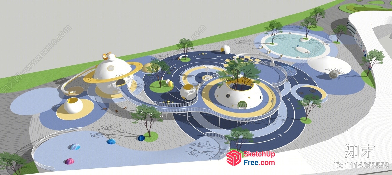 Futuristic Space-Themed Playground With Unique Architecture 3D SketchUp File