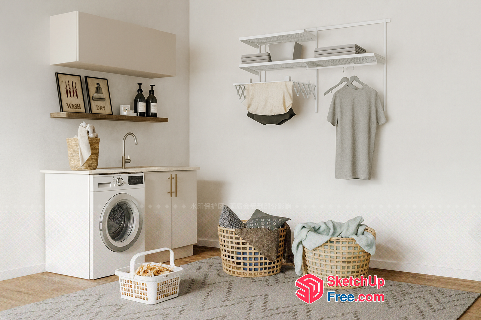 Laundry Room With Modern Decor And Functional Design 3D SketchUp File
