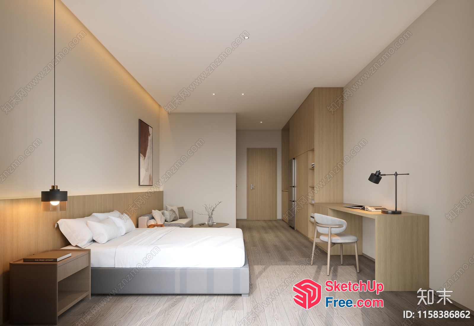 Minimalist Bedroom With Modern Furniture 3D SketchUp File