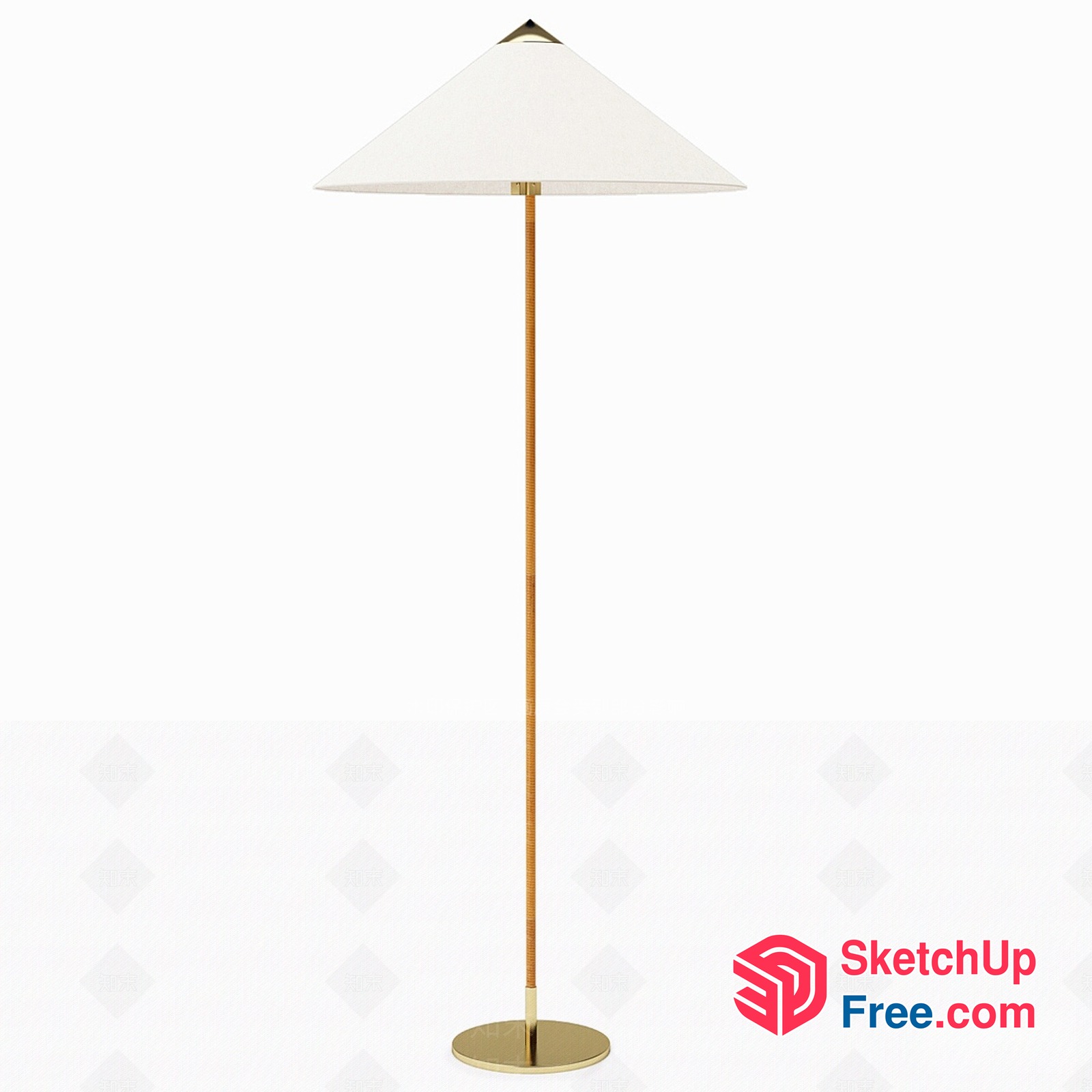 Elegant Floor Lamp With White Shade 3D SketchUp File