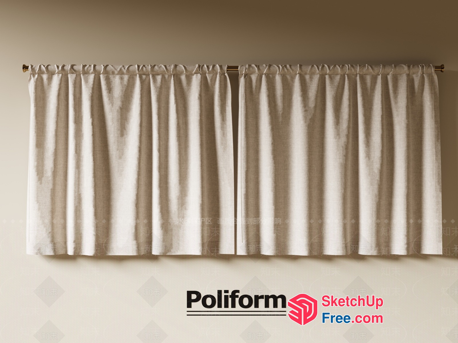White Curtain With Rod 3D SketchUp File