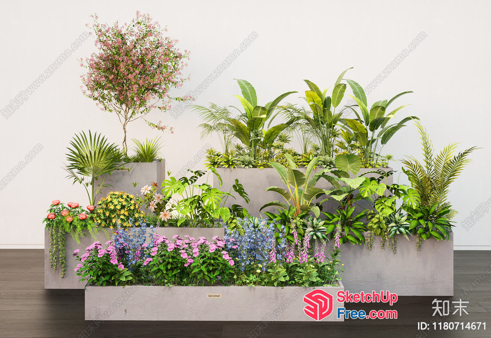 Modern Plants And Flowers Arrangement 3D SketchUp File