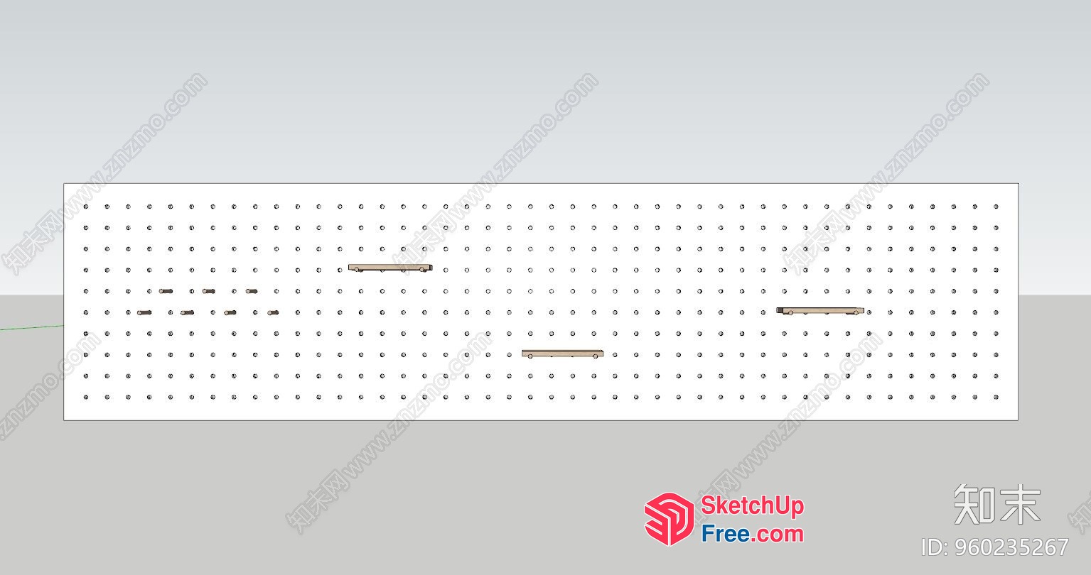 Modern Minimalist White Wall With Metal Decor 3D SketchUp File